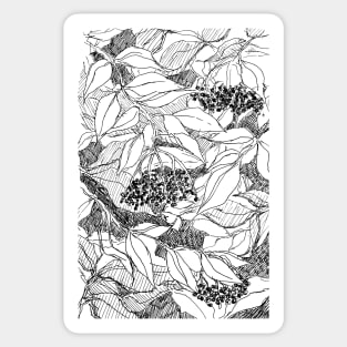 elderberry holiday-themed pattern pen and ink traditional art sketch Sticker